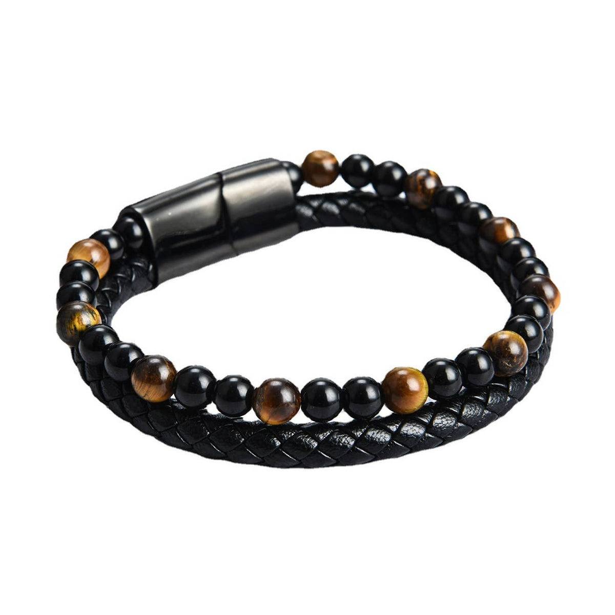 Wholesale Men's Leather Bracelet with Tiger's eye Bracelet
