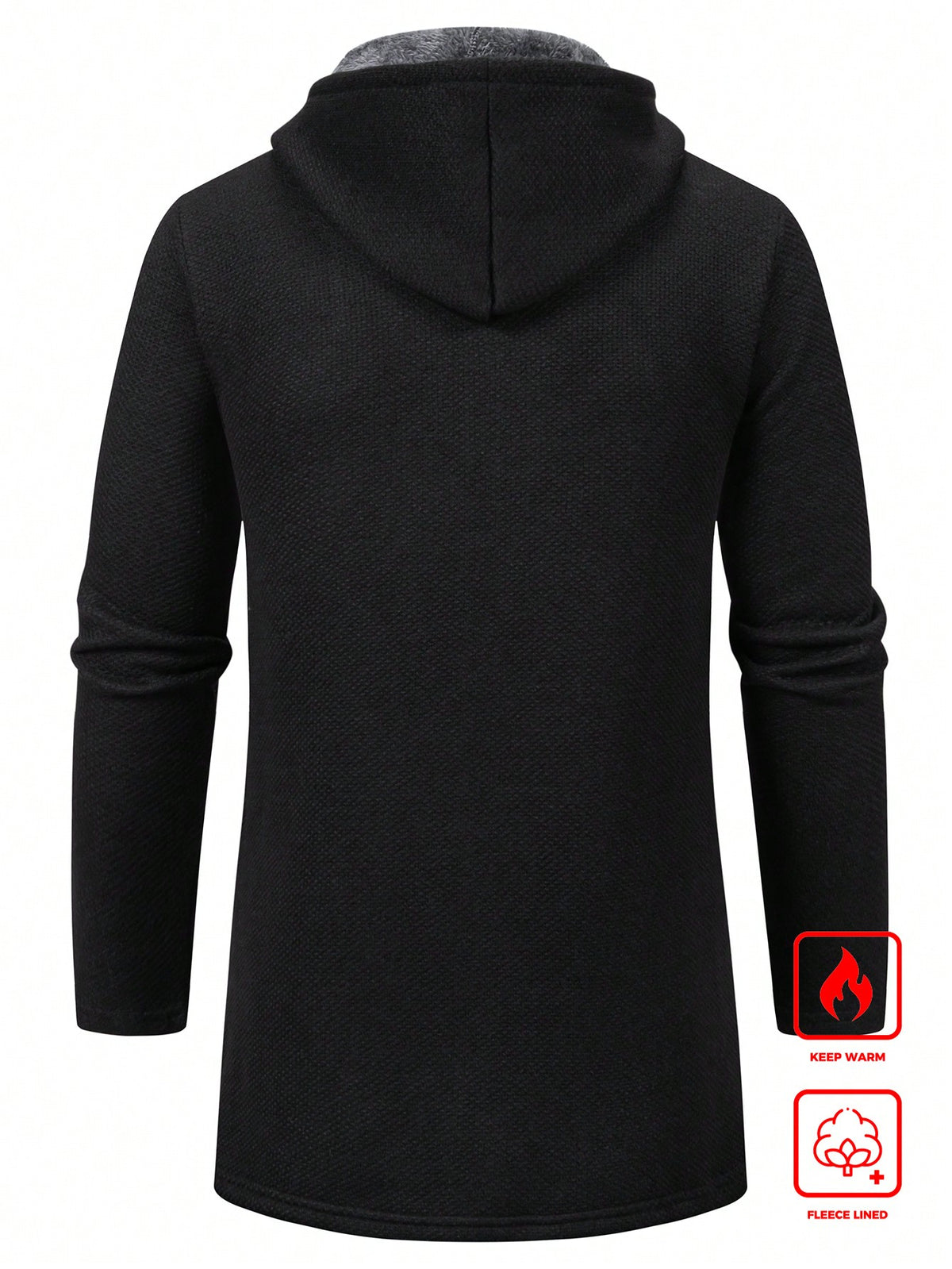 Men's Solid Color Hooded Long Cardigan Coat
