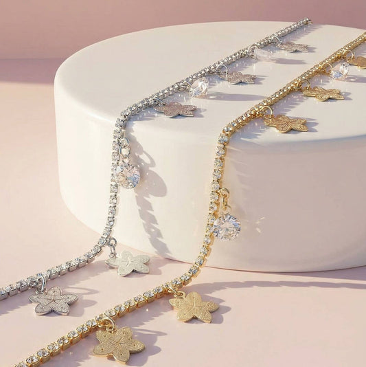Wholesale Flower Crystal Charm Anklet