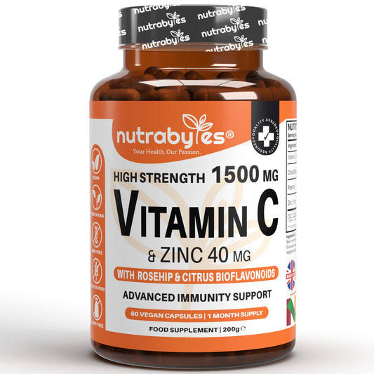 Wholesale ﻿High Strength Vitamin C and Zinc | Advanced Immunity Support | 60 Vegan Capsules | 1 Month Supply | Made in the UK