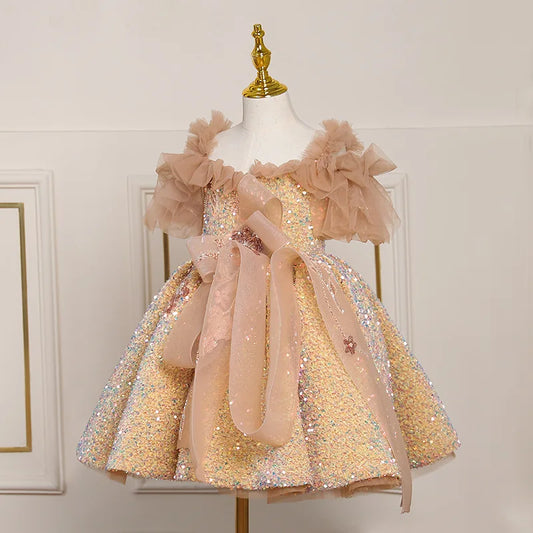 High-end Trailing Kids Night Dress for Child Party Graceful Embroidered Big Girl Dresses for Evening Banquet 2-12 Years Old