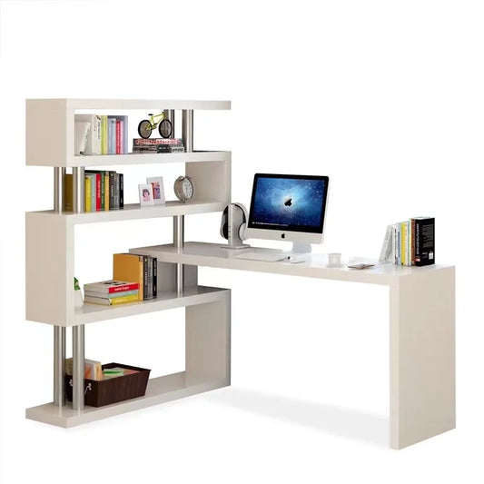 Modern Computer Desk with Bookshelf Standing Desk Shelf High-Quality Wooden Bookshelf with Computer Desk  مكتب كمبيوتر مكتبي