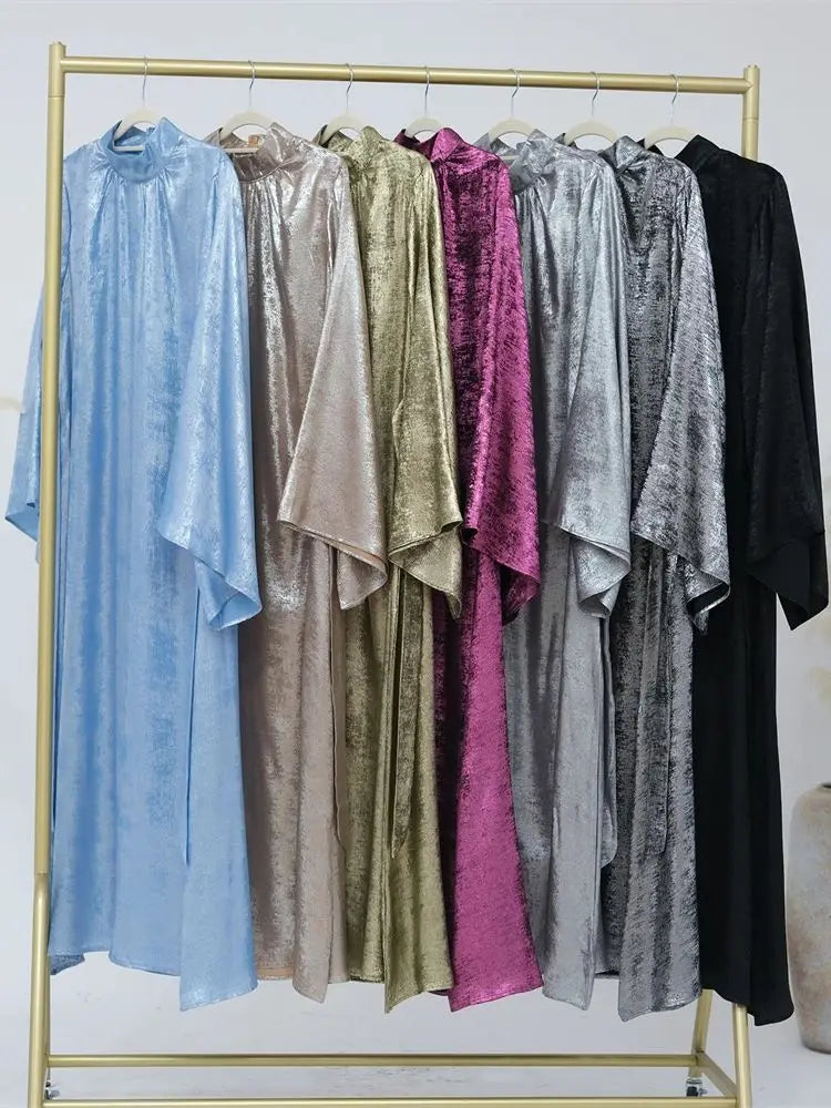 Fashion Satin Abaya Dubai Luxury 2024 Muslim Kaftan Dress Abayas For Women Kebaya Caftan Marocain Robe Femme Musulmane Vestidos