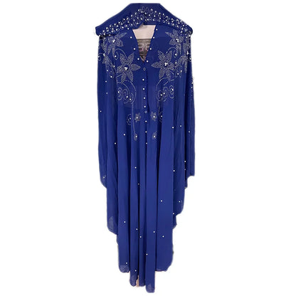 Abaya Morocco Kaftan Dubai Hooded Maxi Dress Bat Sleeve Farasha Kaftan Muslim Women African Open Kimono Boubou Evening Long Gown